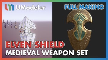 3D Modeling in Unity - Full Making Video of Modeling & Unwrapping an Elven Shield of Medieval Weapon