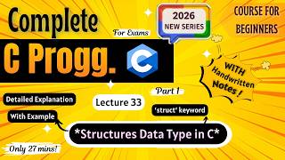 *Complete Structures - Part 1* | Lecture 33 | C Programming Full course for Beginners