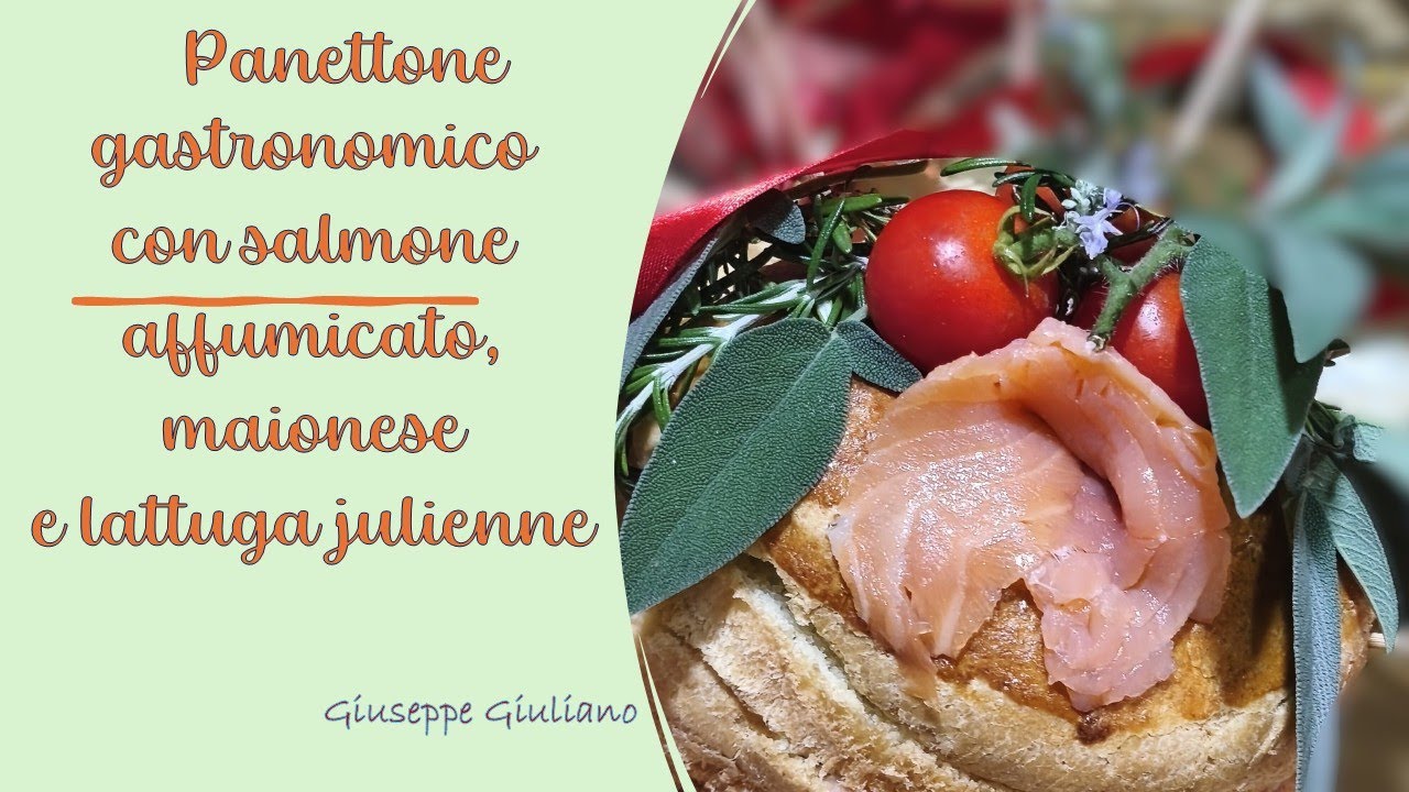0213 PANETTONE GASTRONOMICO CON SALMONE AFFUMICATO, MAIONESE E LATTUGA JULIENNE