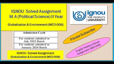 MED-008  M.A (Political Science) IGNOU  Solved Assignment  2nd Year #mps #ignou #solvedassignments