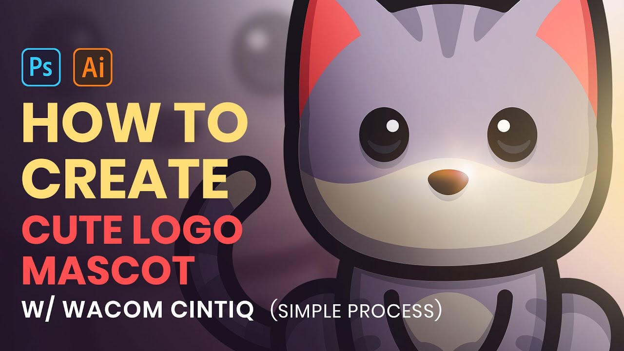How To Create Cute Logo Mascot w/ Wacom Cintiq - Simple Process