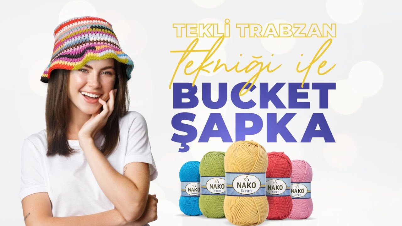 Tekli Trabzan Tekniği İle Rengarenk Bucket Şapka
