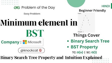 Minimum element in BST | Binary Search Tree | gfg potd | 30/03/2024 | Problem Of The Day | GFG