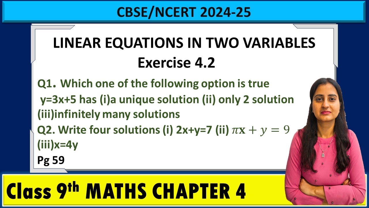 Linear equations in two variables exercise 4.2 Q1,Q2 | Class 9 Maths ...
