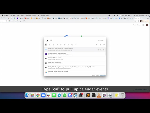 Dropbox Dash (Command E) Zoom jump to meeting demo