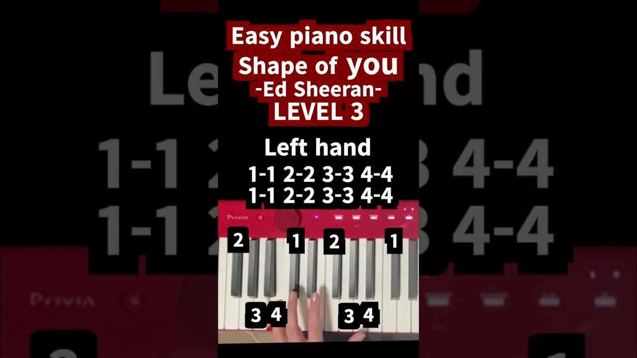 [ed sheeran] shape of you  level 3 #shorts #pianotutorial #learnpiano #pianolessons #edsheeran
