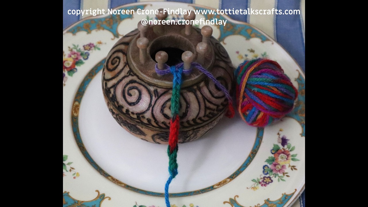How to Spool Knit a Square Cord with 2 pegs on a Large Spool Knitter by Noreen Crone-Findlay