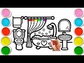 Colourful washroom drawing for kids,lets draw,painting and Coloring drawing for kids and toddlers 🚸🎨