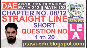 DAE || MATH - 212 / 123 || CH : 8 / 12 || Short Questions || #dae #pbte #math212 #math123 #Straight