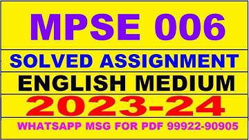 mpse 006 solved assignment 2023-24 | mpse 6 solved assignment in english 2024 | mpse 6 2024
