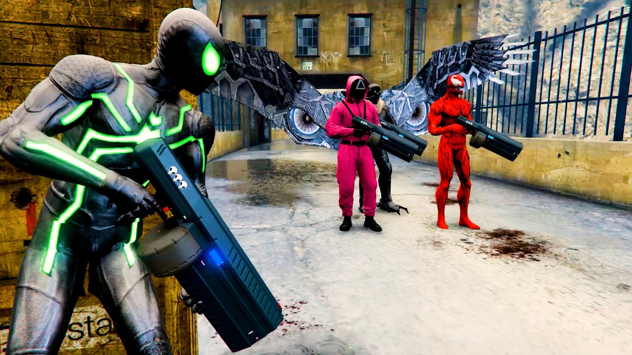 Spider-Man Laser War at River Dam 😱 Non-Stop Action Fight | GTA 5