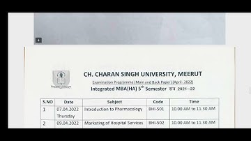 ccsu meerut bba exam date sheet | bba exam 2022