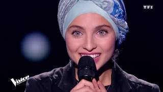 Video thumbnail of "Mennel Ibtissem the voice france hijab 2018 judges with Arabic take of Leonard Cohen Hallelujah"