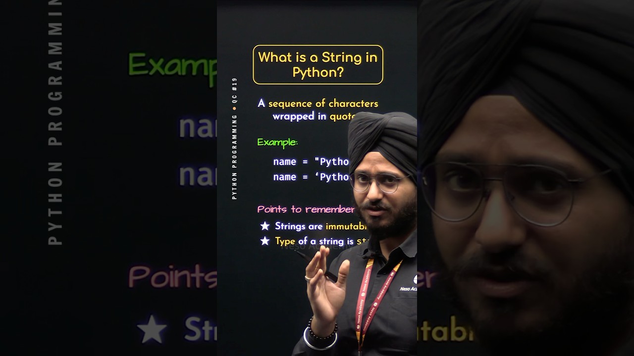 What is a String in Python? #Python #NesoAcademy #QuickConcepts
