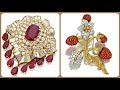 Stylish and functional stones beaded silver & gold brooches collection