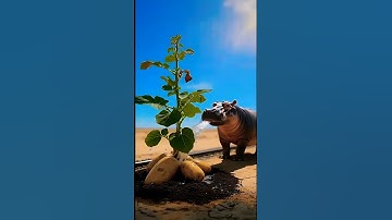 "A hippopotamus saved a potato plant from drying out by watering it 😭 #ai #tree #save #water"