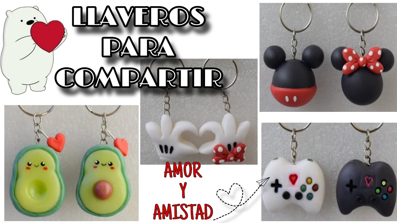 4 LLAVEROS PARA COMPARTIR / PORCELANA FRIA/ amor y amistad #sanvalentin