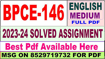 bpce 146 solved assignment 2023-24 || bpce 146 solved assignment 2024 in English || bpce 146 english