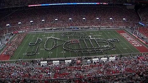 Ohio State, Ohio University marching bands combine for halftime show