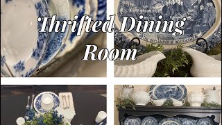 A thrifted dining room REFRESH! Liberty Blue, Milk Glass, Flow Blue