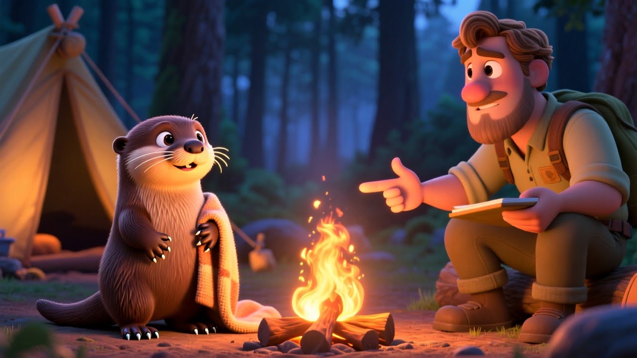 Baby Otter Campfire Fun 🦦🔥🌙 | Cozy Night Song for Kids | Learn Colors, Motion, and Counting Fun