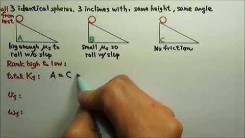 AP Physics 1: Rotation 43: Ranking Questions Spheres Going Down Inclines with Different Friction