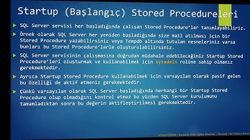 Hafta12 - Ders 006) İleri Seviye Stored Procedure İşlemleri