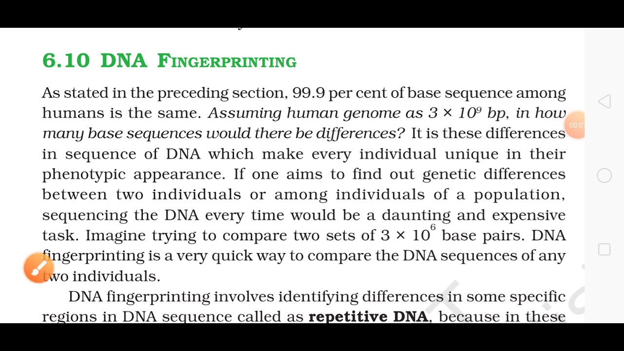 DNA Fingerprinting DNA Polymorphism Class 12 NCERT Biology