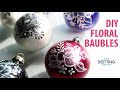 DIY Painted Christmas Baubles - Lacy Floral Designs using brush embroidery techniques