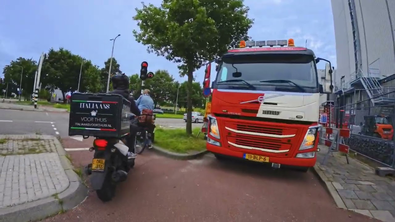 Windy ride through urban Netherlands
