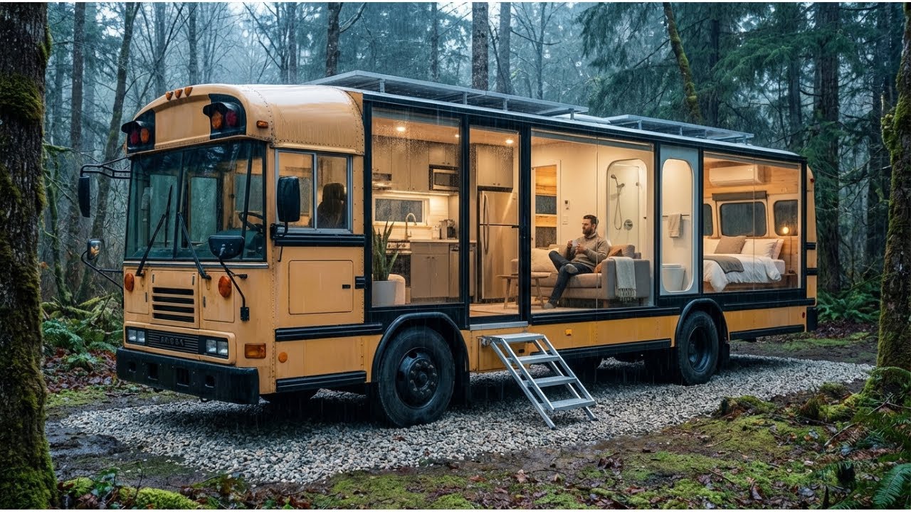 I Built a Hidden Bus Shelter Deep in the Jungle – Night Rain ASMR