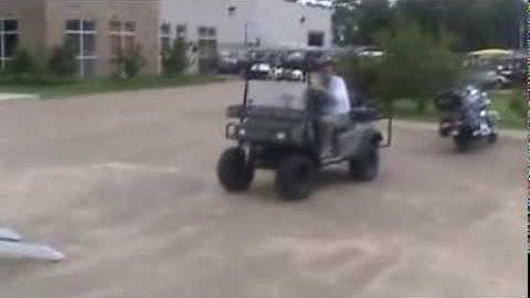 EZ GO Hunting Style Golf Cart using Ramp Buddy Systems Receiver Hitch Mounted Loading System