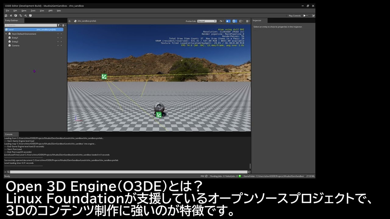 Demonstration of Building 3D Audio Using XAudio2 in Open 3D Engine