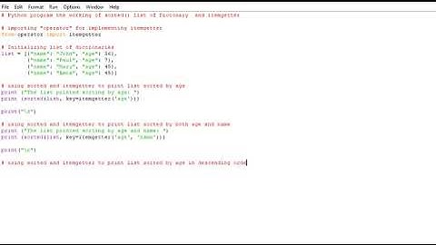Python program the working of sorted() list of Dictionary  and itemgetter