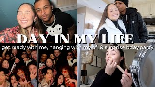 DAY IN MY LIFE: get ready with me, hanging with my bf, &amp; surprise bday party! (Vlogmas Day 15)