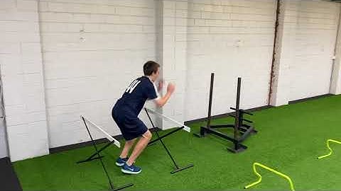 Double Hurdle Jump into Sled Sprint