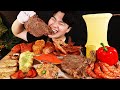 ASMR MUKBANG 해산물 바베큐 & 치즈 퐁듀 & 양념 치킨먹방! SEAFOOD BBQ & FRIED CHICKEN & CHEESE STICK EATING SOUND!