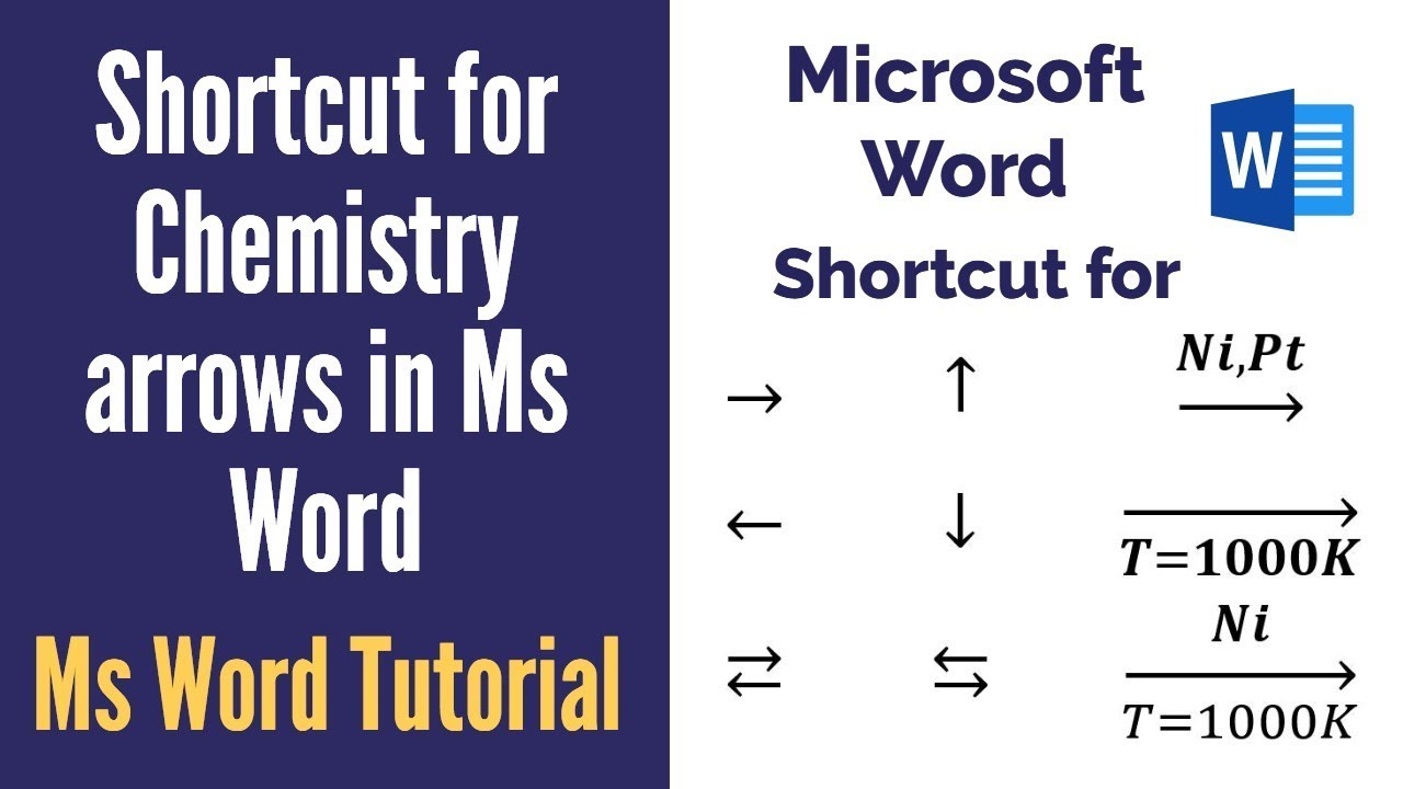 Shortcut for typing chemical reaction arrows and text above and below  arrows in word