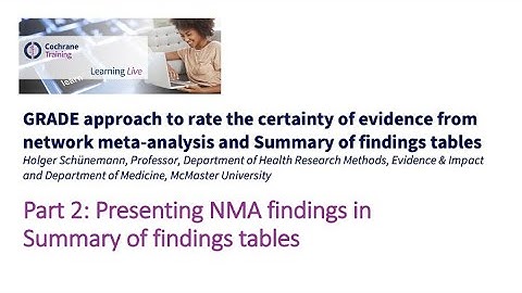 Part 2: Presenting NMA findings in Summary of findings tables