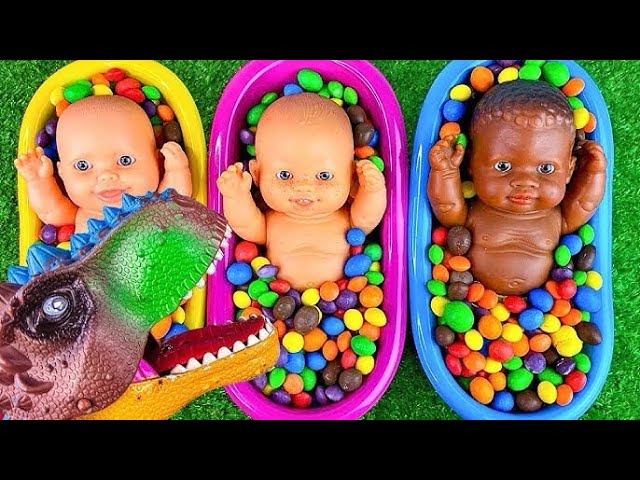3 Minutes Satisfying Video | Mixing Funny Candy ASMR & Make Up in 3 Bathtubs with Dragon Eggs Slime