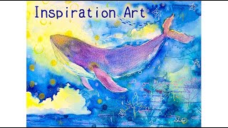 【制作過程】癒しの絵（くじら）【Painting Process】Inspiration Art (whale)