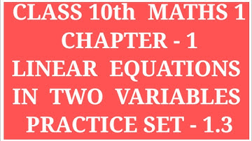 linear equations in two variables | class 10th maths 1 chapter 1 practice set - 1.3 | Cramer