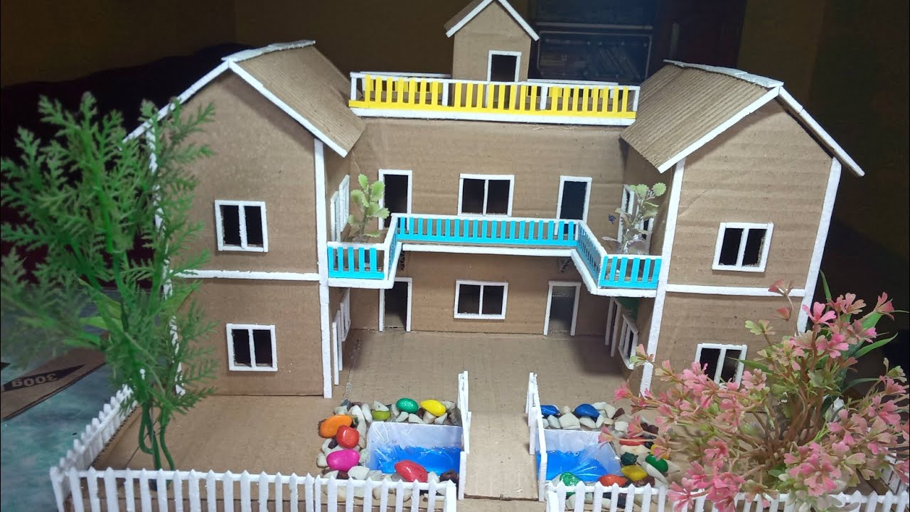 DIY Cardboard House With Pool And GardenHow To Make A Amazing