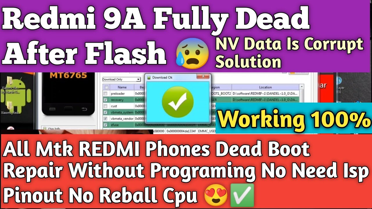 REDMI 9A Fully Dead Boot Repair Without Isp Pinout No Need Programing