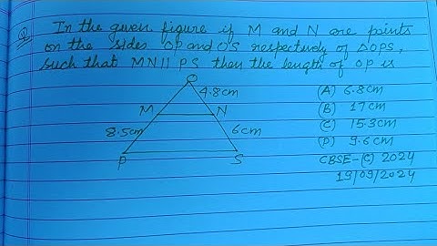 In the given figure if M and N are points on the sides OP and OS respectively of... | class 10 maths