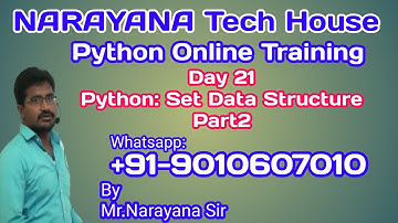 Day21: Python_Set_Part2 || Mr. Narayana || NARAYANA Tech House || 9010607010 || 8179817681