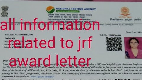 jrf award letter ,PhD admission, expired of jrf, related information