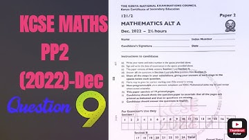QN.9 | KCSE MATHS PP2 2022 | Statistics | Average rate of change
