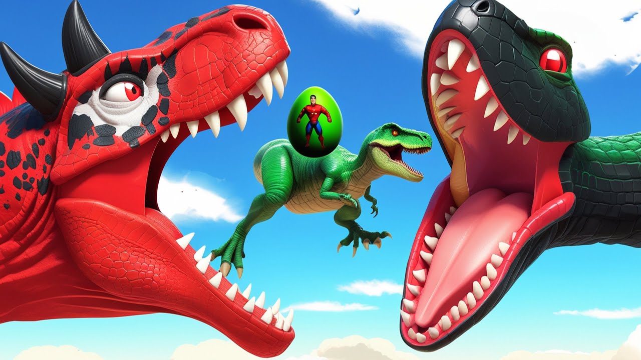 Distortus Rex vs Tyrannosaurus Rex, Velociraptor Dinosaurs Fighting in Jurassic World Evolution 2