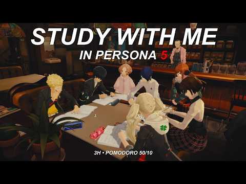 Study With Me in Persona 5 | Café Leblanc Group Study | Pomodoro 50/10